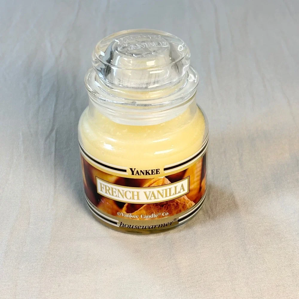 Vintage Yankee Candle French vanilla Candle 3.7 oz black band